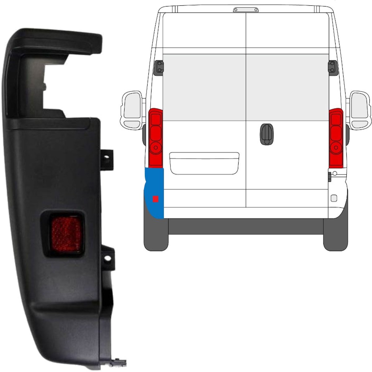 Hoek achterbumper 270 graden voor Opel Movano 2021-2026 / Links