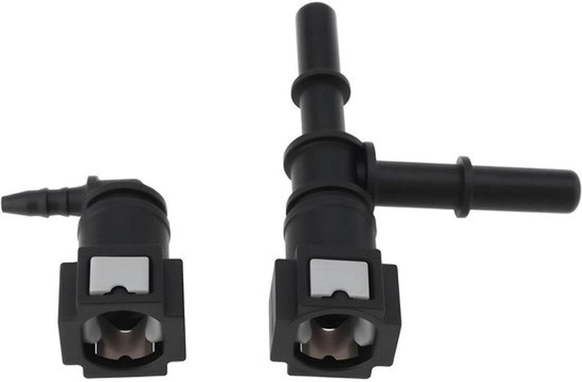 Brandstofslangaansluiting T-stuk 90° - Barb-aansluiting - Drie-weg connector - Kunststof - Diameter 7,89 mm - Geschikt voor diverse voertuigen - Brandstofconnector