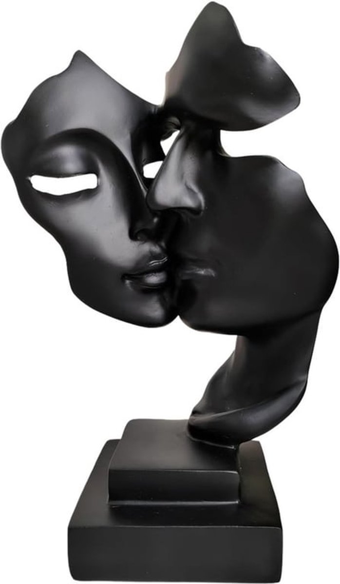 SnelShoppen - Dubbelzijdige Zwarte Standbeeld Decoratieve Figuren voor Woonkamer, Modern Abstract Kunst Sculpturen, Polyresin Kantoor Decoratie, Uniek