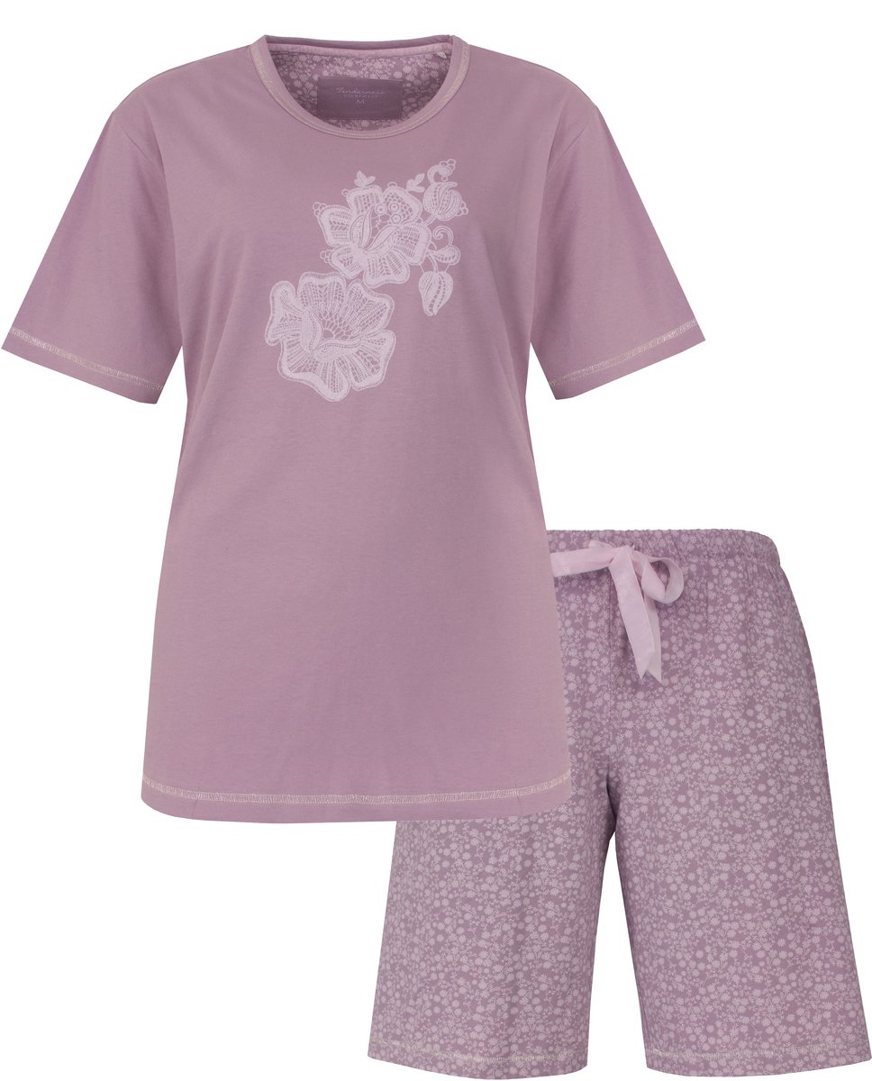 Tenderness Dames Shortama - Korte Mouwen - Lila - Maat XXL