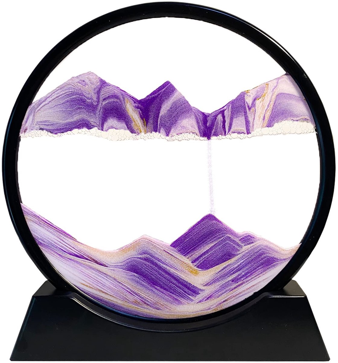 Solidchoice - 3D Bewegend Zand Kunst Schilderij met Ronde Glaslijst, Paars, 12"
