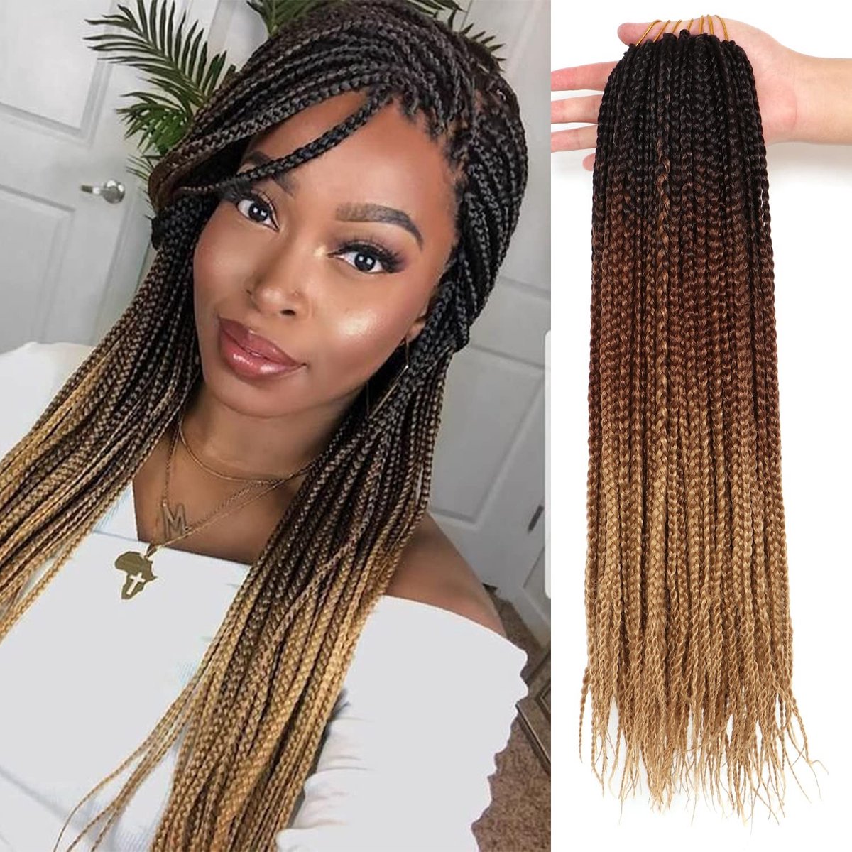 Solidchoice - 7 Stuks Box Braids Haarextensies met Voorgehaakte Lussen