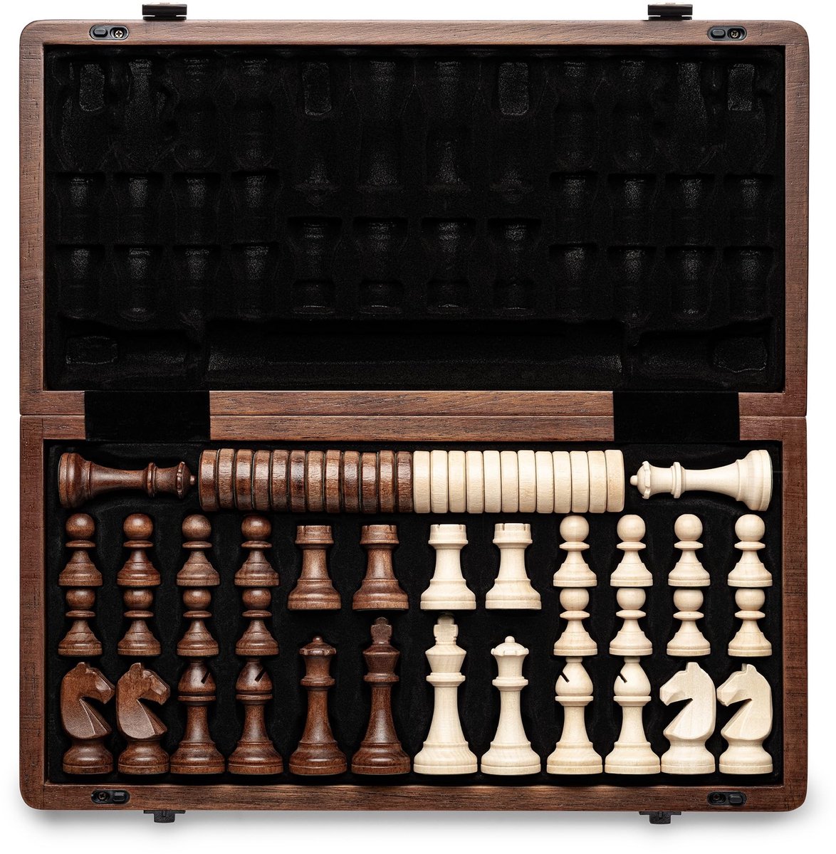 Solidchoice - 15 Inch Houten Inklapbaar Schaakspel met Extra Koningen