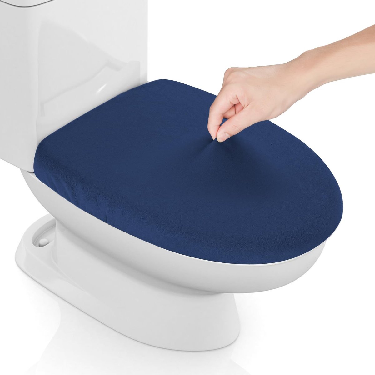 Solidchoice - Wasbare Spandex Toiletdeksel Cover in Marineblauw