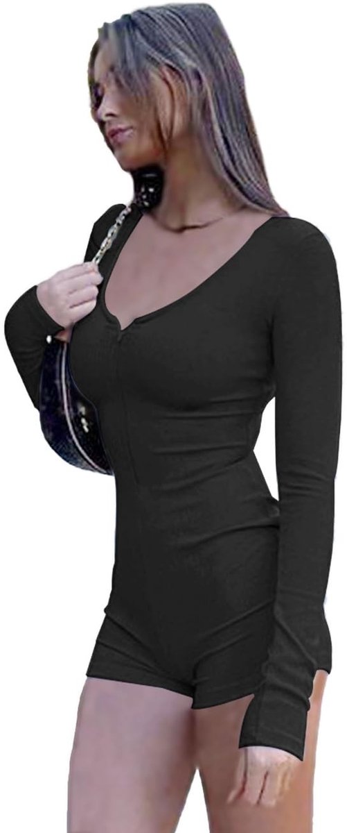 Solidchoice - Dames Jumpsuit met Lange Mouwen en Rits voor Comfort en Stijl