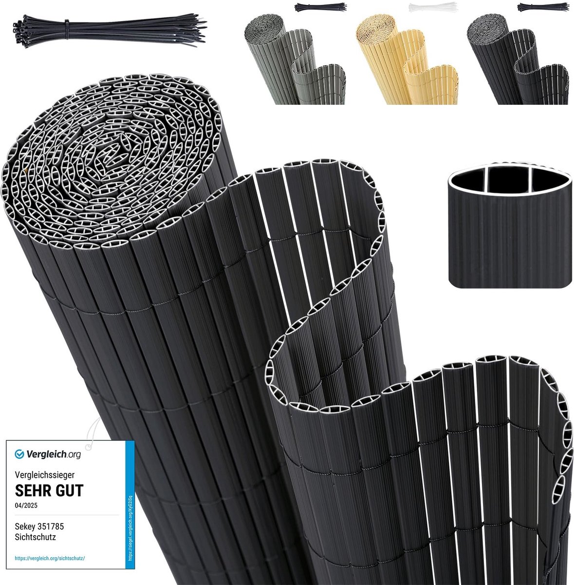 Solidchoice - PVC Privacy Mat 140 x 500 cm met Dubbele Versteviging