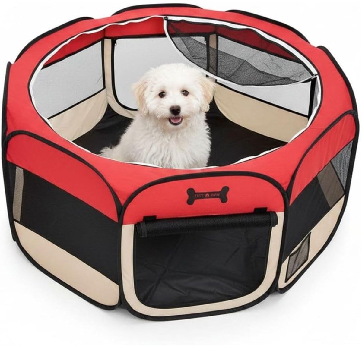 LNMsolutions® Hondenren - Hondenbench - Puppyren - Rood - 125cm x 125cm x 64cm
