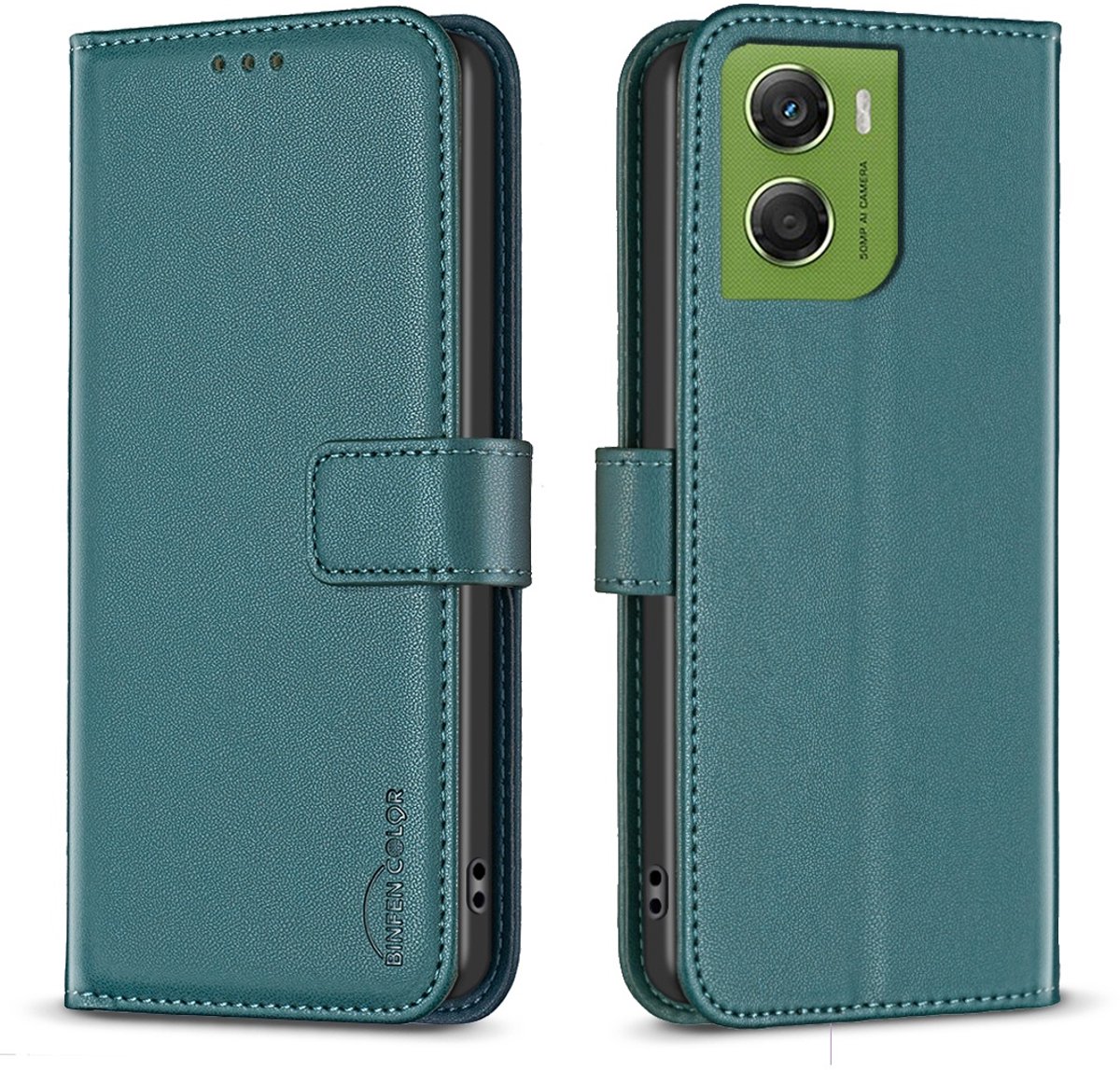 BINFEN Hoesje - Geschikt voor Motorola Moto G06 / G06 Power Hoesje - BINFEN Color Book Case - Groen