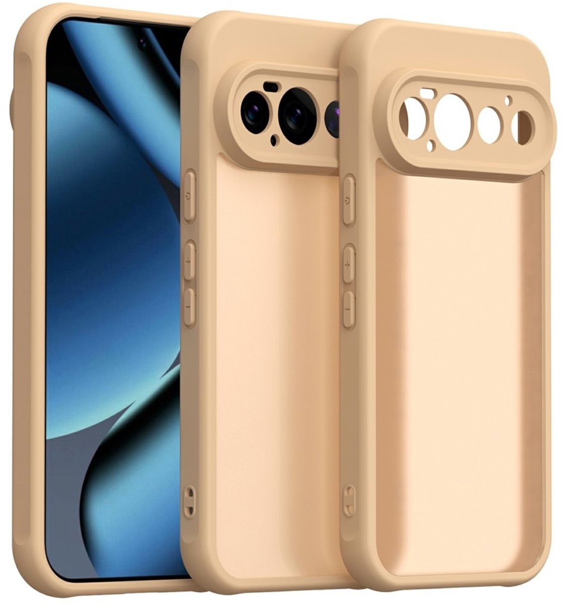 Coverup Hoesje - Geschikt voor Google Pixel 11 Pro Hoesje - Coverup Mat Transparante Back Cover met Camera Cover - Beige