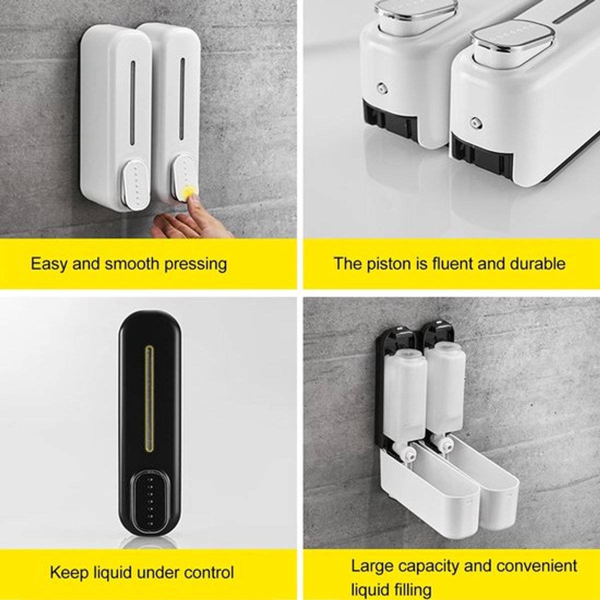 Zeepdispenser Wandmontage 300ml - Handmatig - Transparant Venster - ABS - Voor Badkamer/Keuken - Eenvoudig Gebruik - Zeepcontainer