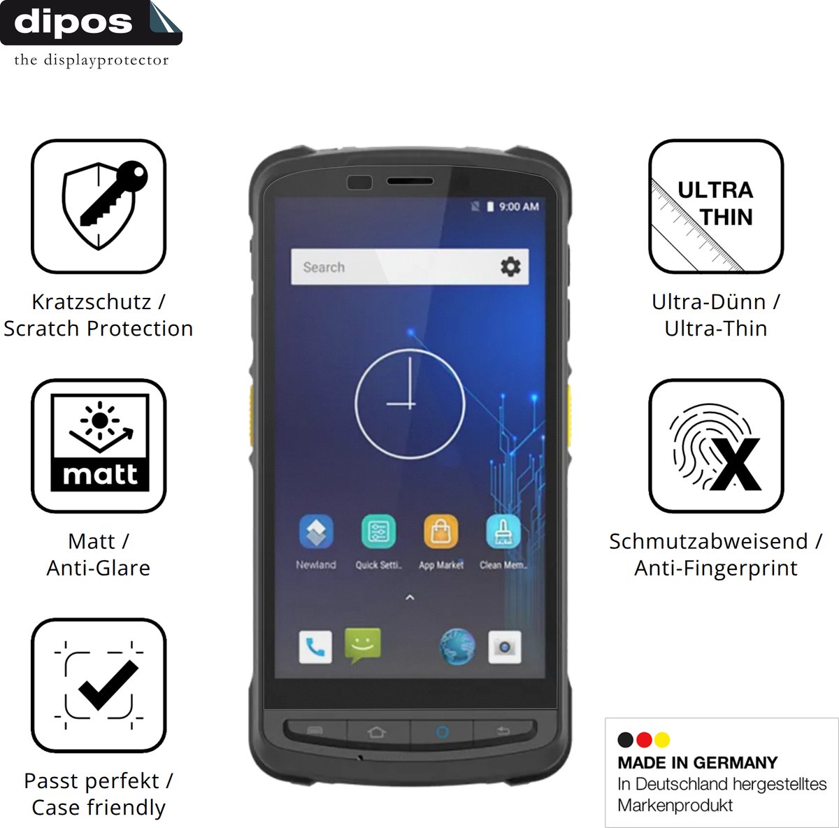 dipos – 4x Matte Beschermfolie geschikt voor Newland MT90 Orca III | Krasbestendige & antireflecterende Screenprotector Ultra-Thin