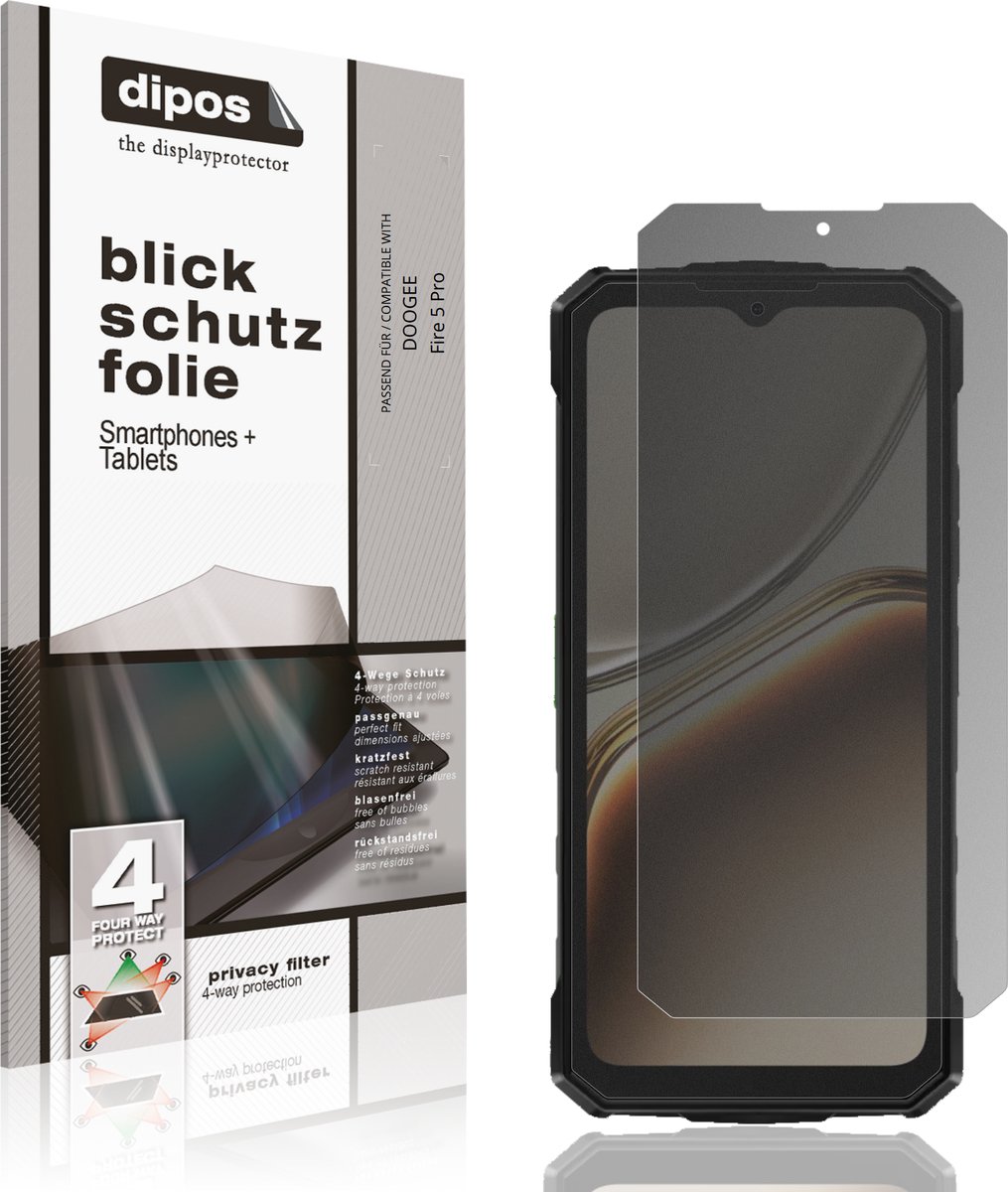 dipos – Matte Privacy Screenprotector geschikt voor DOOGEE Fire 5 Pro | Anti-Spy Beschermfolie
