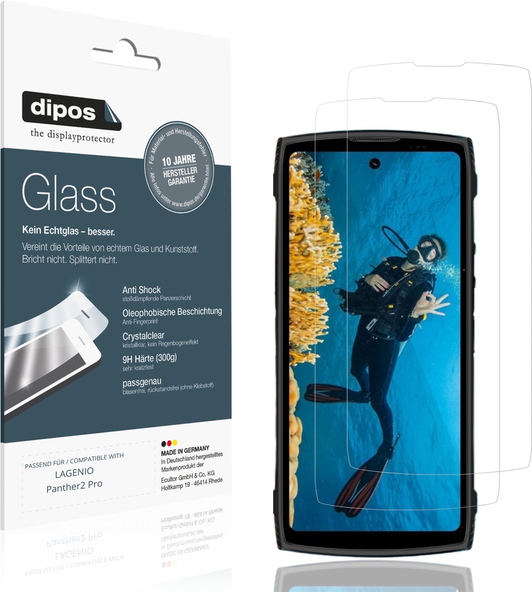 dipos – 2x Pantserfolie geschikt voor LAGENIO Panther2 Pro | 9H Screenprotector