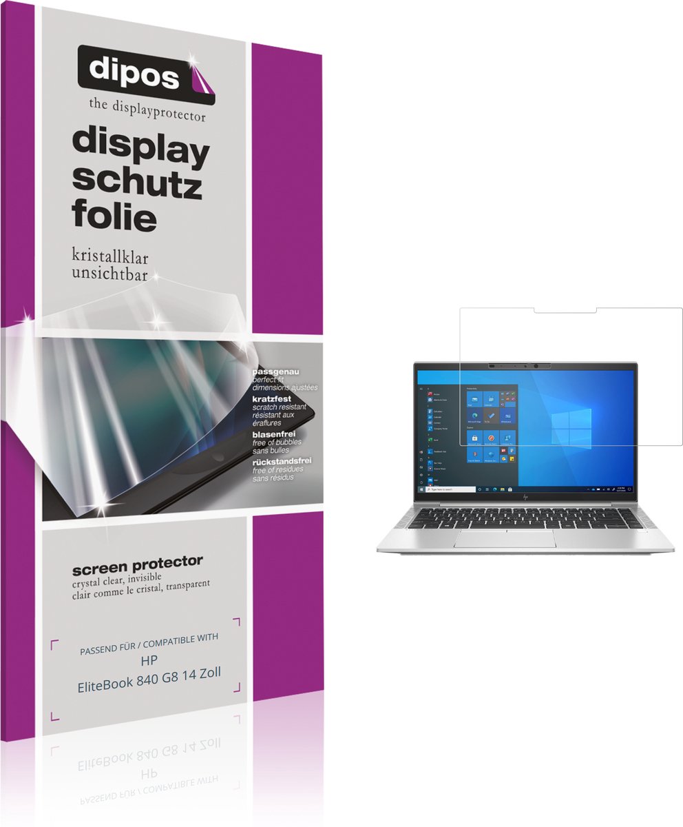dipos – 2x Beschermfolie geschikt voor HP EliteBook 840 G8 14 Zoll | Krasbestendige & heldere Screenprotector Ultra-Thin