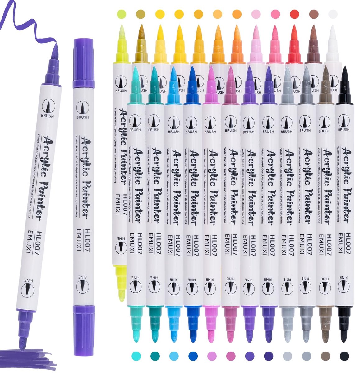 Solidchoice - Set van 24 Waterdichte Acryl Markers voor Creatieve Projecten