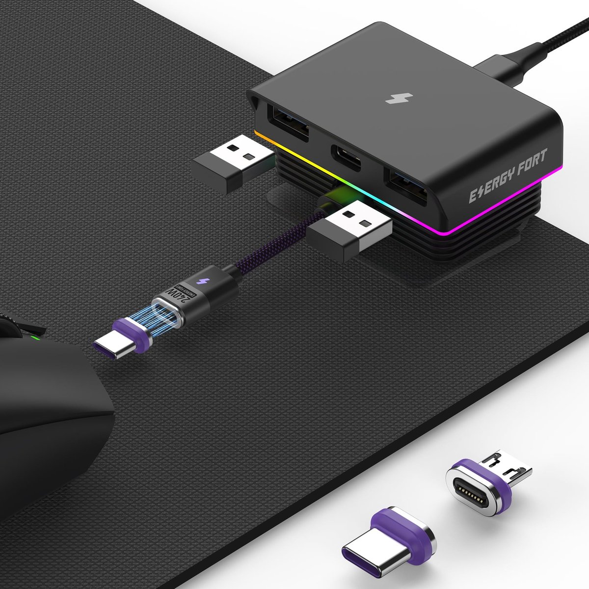 Solidchoice - RGB Muismat Oplaadstation voor Logitech Mice