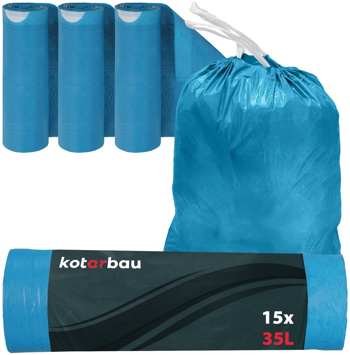 Solidchoice - Vuilniszakken met Touwtrek 35 Liter Set van 3