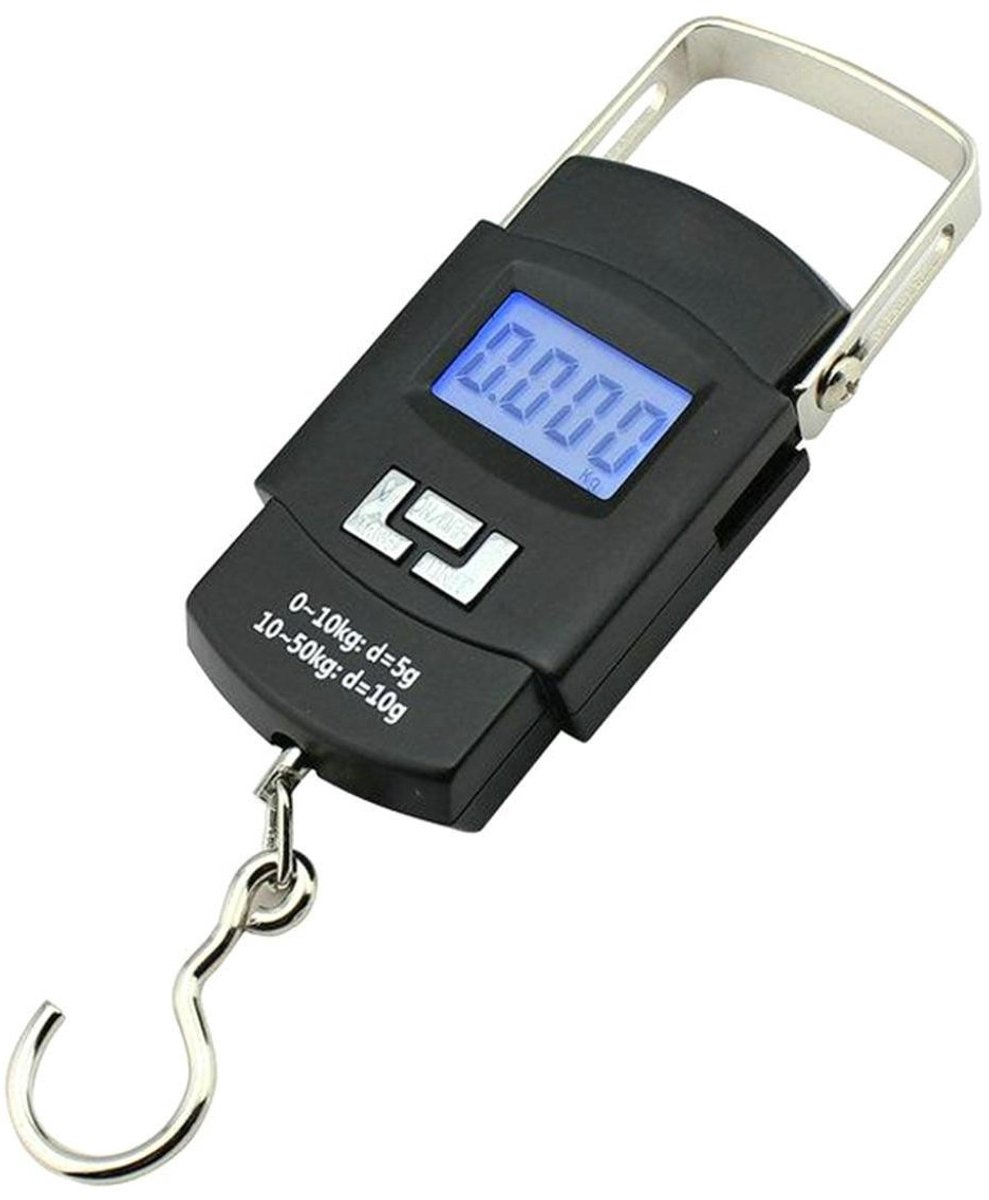 Digitale handweegschaal, capaciteit 50 kg, 4 eenheden, automatische uitschakeling, zwart.