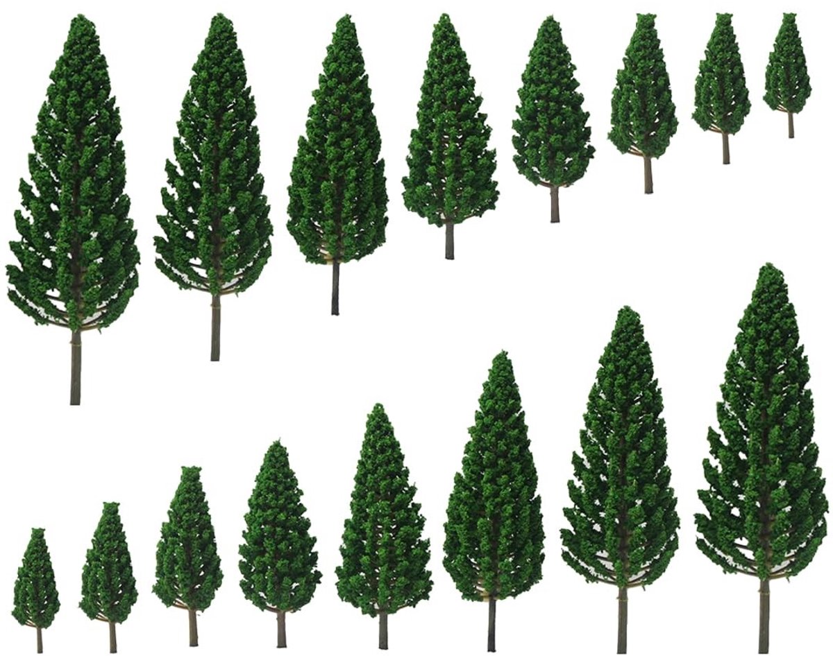Solidchoice - Set van 16 Miniatuur Bomen voor Modelbouw en Diorama's
