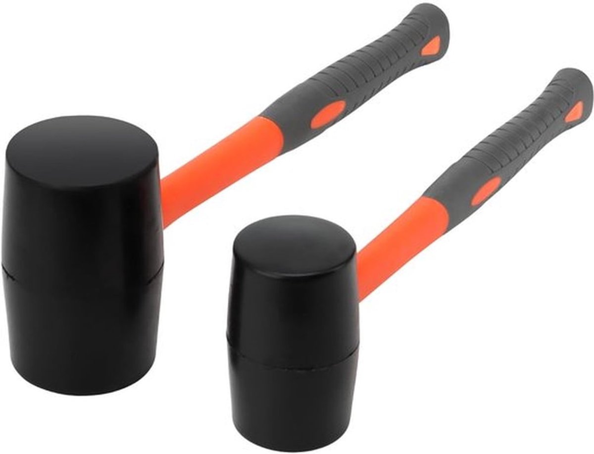 Rubberen Hamer Set - 450 g/900 g - Zachte Hamer - Antislip - Schokabsorberende Glasvezelsteel - Compacte Afmetingen - Hamerset