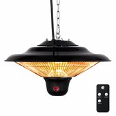 BRASQ Elektrische Terrasverwarmer Hangend PHC100 - Infrarood Heater 1500W - met Afstandsbediening - 3 warmtestanden - Voor binnen en buiten - Spatwaterdicht - Zwart