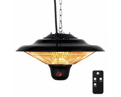 BRASQ Elektrische Terrasverwarmer Hangend PHC100 - Infrarood Heater 1500W - met Afstandsbediening - 3 warmtestanden - Voor binnen en buiten - Spatwaterdicht - Zwart