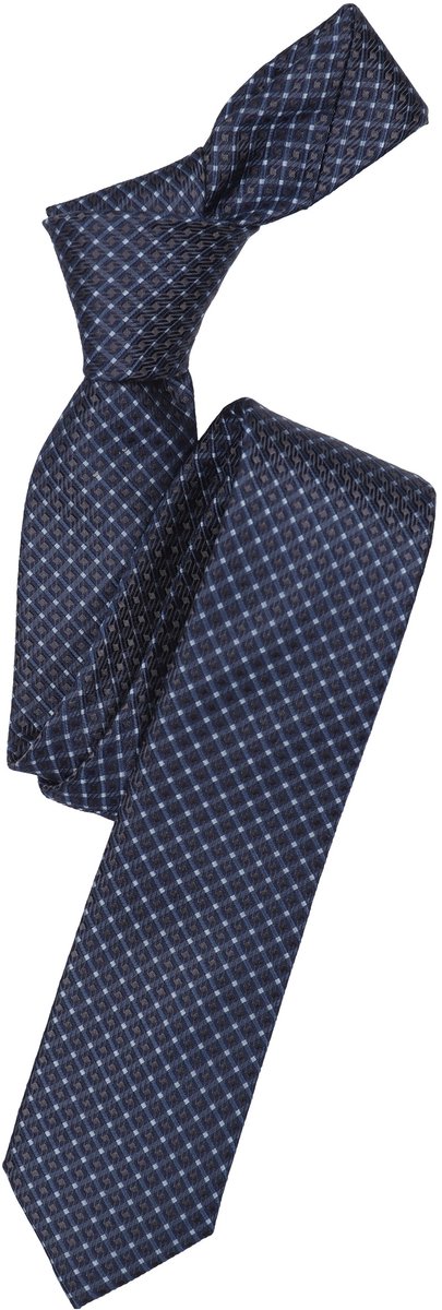 VENTI stropdas - donkerblauw - lichtblauw - bruin dessin