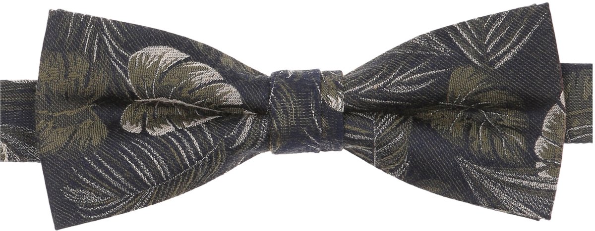 VENTI vlinderdas - donkerblauw met groen en beige dessin