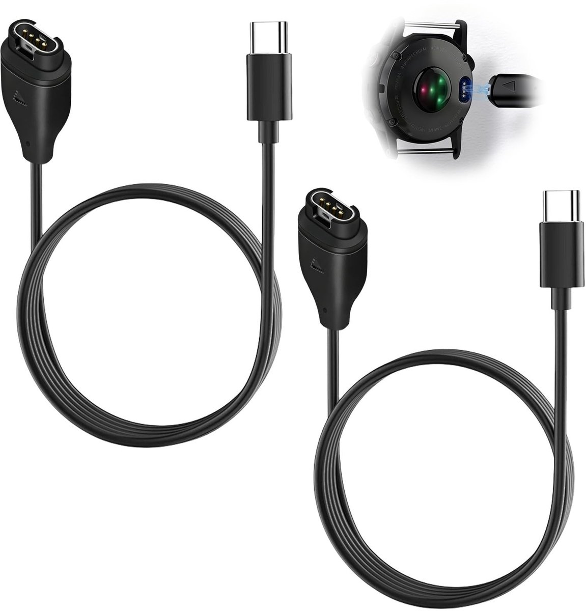 Solidchoice - Oplaadkabel voor Garmin Smartwatches, Set van 2