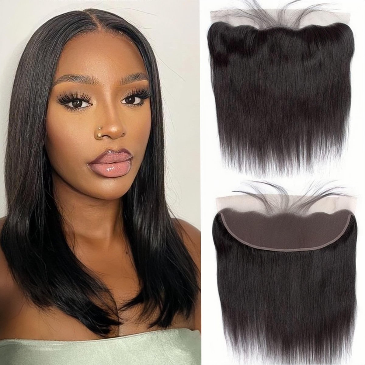 Solidchoice - 13x4 Lace Frontal Closure Steil Haar 8 Inch