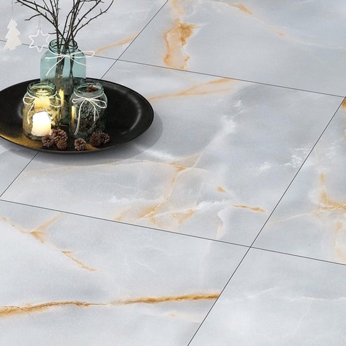 Zelfklevende Vinyl Tegels 30x30CM - 30 Stuks Grijs Goud voor Woonkamer, Badkamer en Keuken - Verwijderbare PVC Vloertegels met Marmerlook