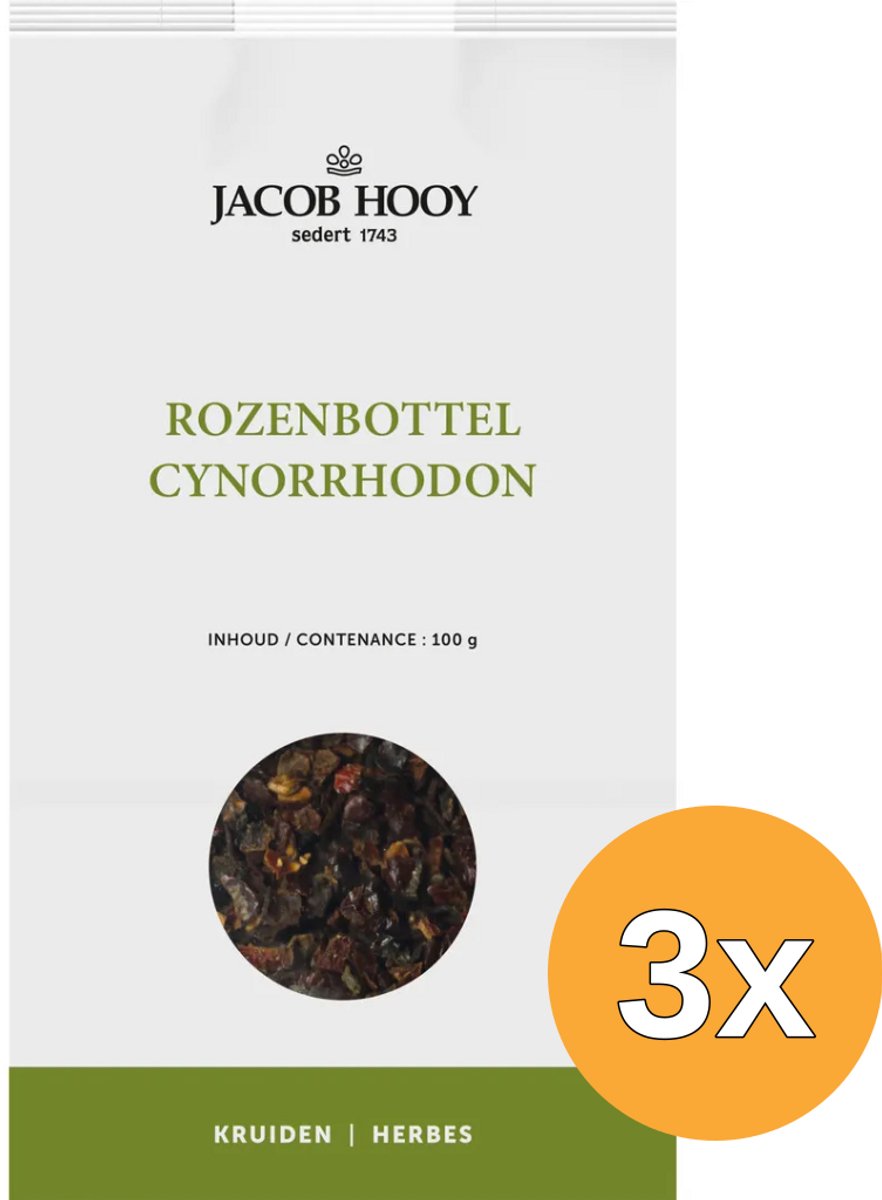 3x Jacob Hooy Rozenbottel zonder zaad (100 gr)