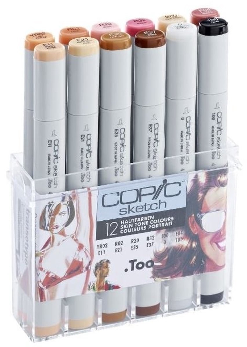 Solidchoice - Set van 12 Professionele Brush Markers in Portretkleuren