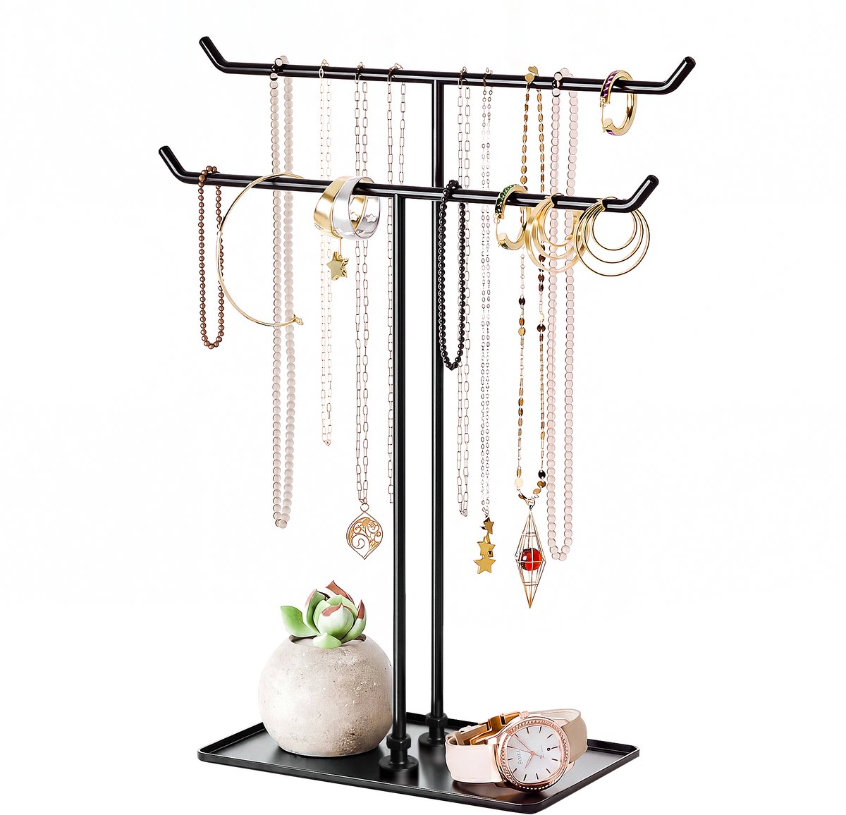 YONO Sieradenhouder - Sieradenrekje voor Kettingen en Armbanden - Sieraden Organizer - Sieradenstandaard - Zwart