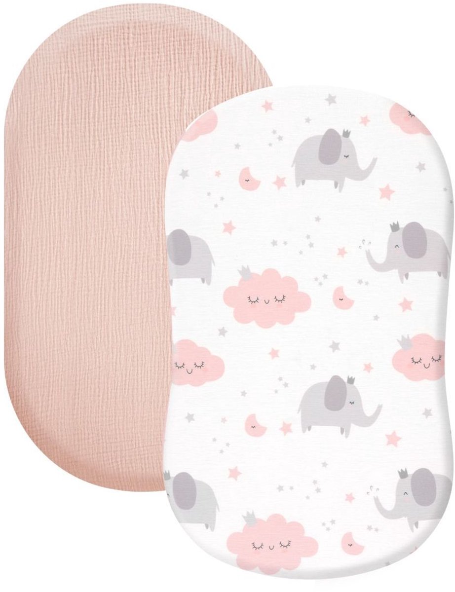 Wieg hoeslaken set van 2 stuks - ademend mousseline katoen - afneembaar wasbaar buitenhoes - geschikt voor babywieg matras - 32 * 17 inchStijl 40