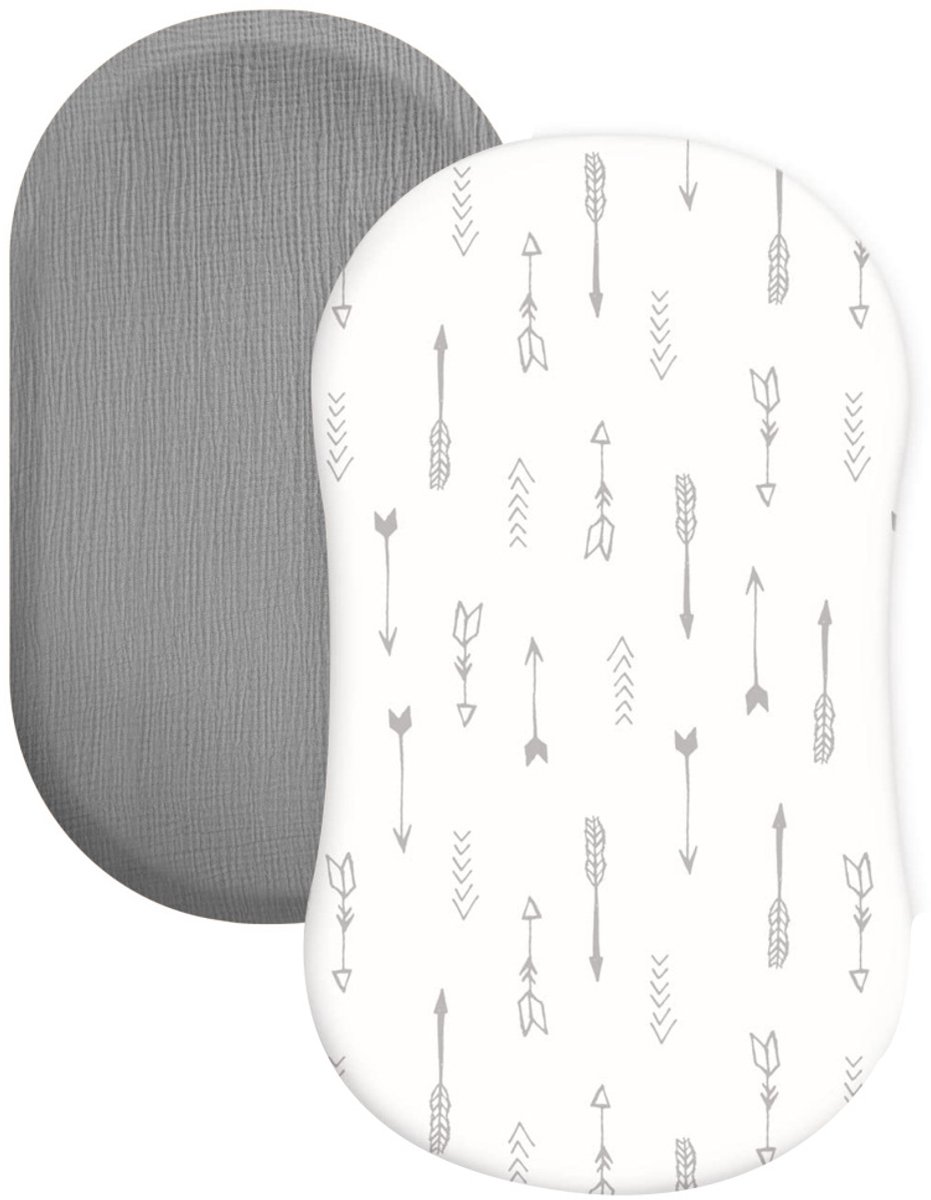 Wieg hoeslaken set van 2 stuks - ademend mousseline katoen - afneembaar wasbaar buitenhoes - geschikt voor babywieg matras - 32 * 17 inchStijl 41