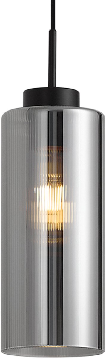 Qazqa art deco railsysteem verlichting, railverlichting - Iconic Laura - zwart met rookglas, 12cm, ideaal als lamp woonkamer