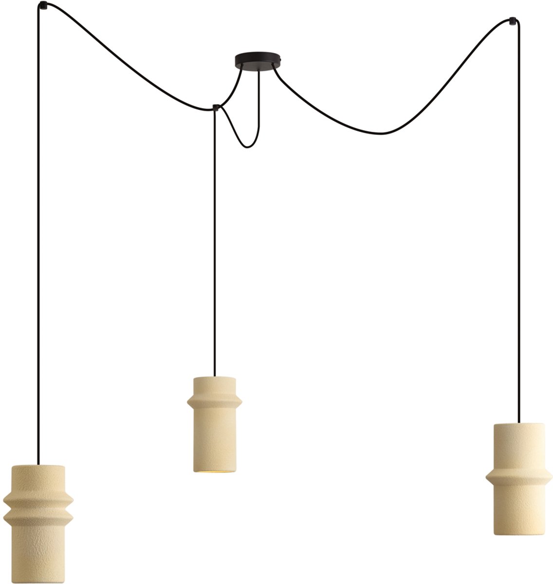 Qazqa eettafel retro hanglamp - Monti - beige, rond, 3-lichts, 86cm, ideaal als eettafellamp en woonkamer lamp