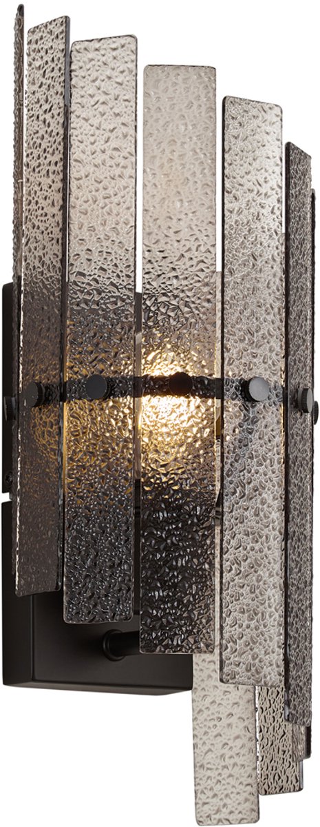 Qazqa design wandlamp met glas - Versailles - zwart met rookglas, max. 15W, geschikt voor led, 15.5cm, ideaal als hal, slaapkamer en woonkamer lamp