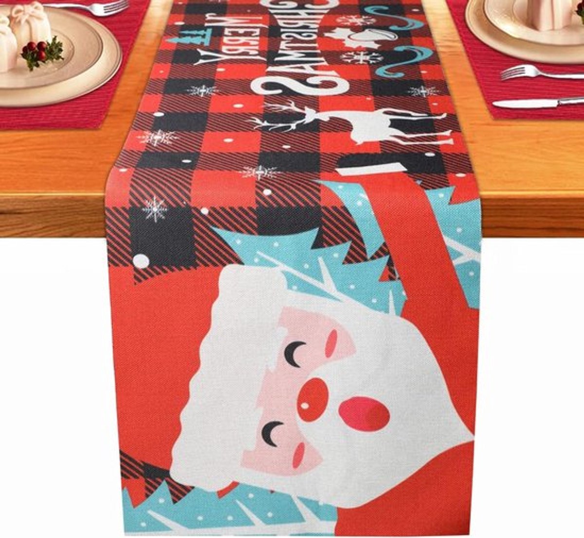 Tafelloper Rode Kerstman - Kerst Diner Tafel Decoraties - Kerst Winter Thema - (35*180CM)