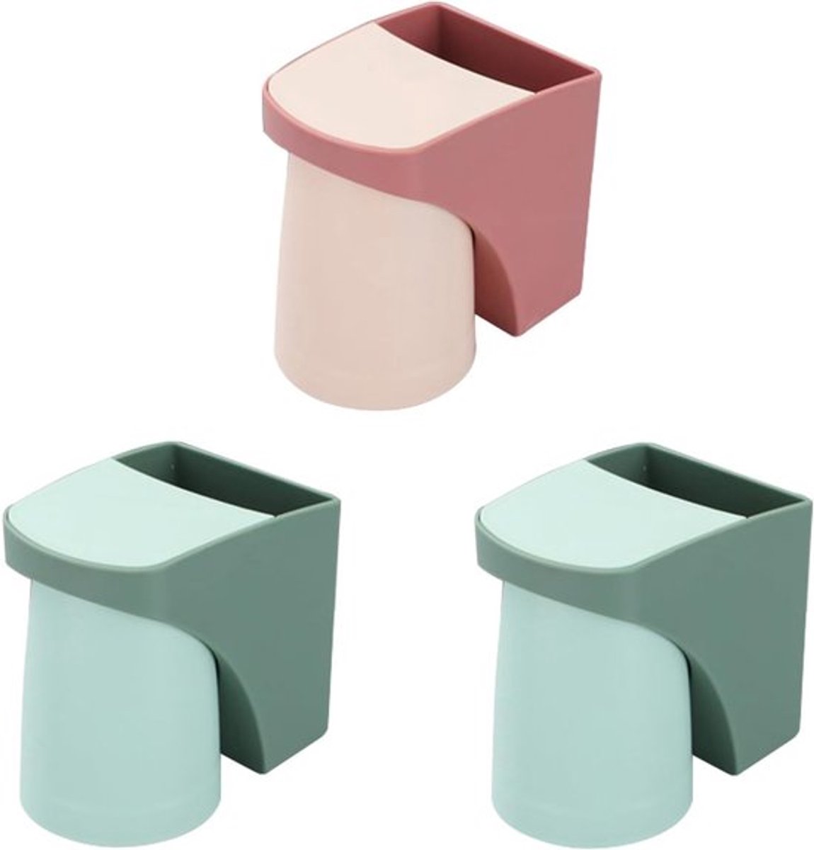 Set van 3 Wandbevestigde Tandenborstelhouders zonder Boren, Multifunctionele Badkameraccessoires voor Kinderen, Hygiënisch en Stevig