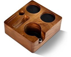 Tamper Station 58 mm voor Espresso met 6 Opbergcompartimenten - Ruimtebesparend Houten Barista Accessoire voor Koffiemachines en Koffieliefhebbers