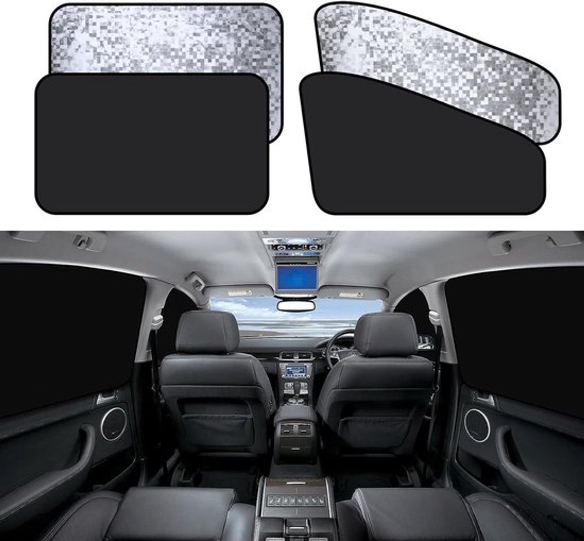 Magnetische Zonneschermen voor Auto Zijruiten, UV Bescherming voor Baby's, Eenvoudig te Installeren, Geschikt voor de Meeste Voertuigen, 4 Stuks