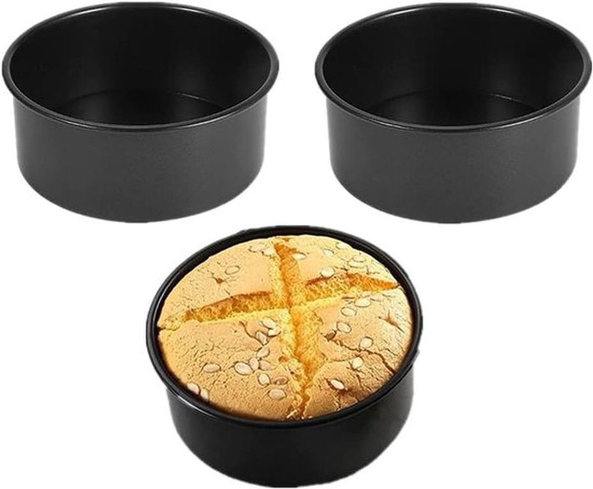 2-pack 5 inch Zwarte Taartvorm, Mini Taartvorm, Ronde Aluminium Bakvorm voor Taarten, Pizza en Quiche Bakken voor Gezellige Gezinsbijeenkomsten