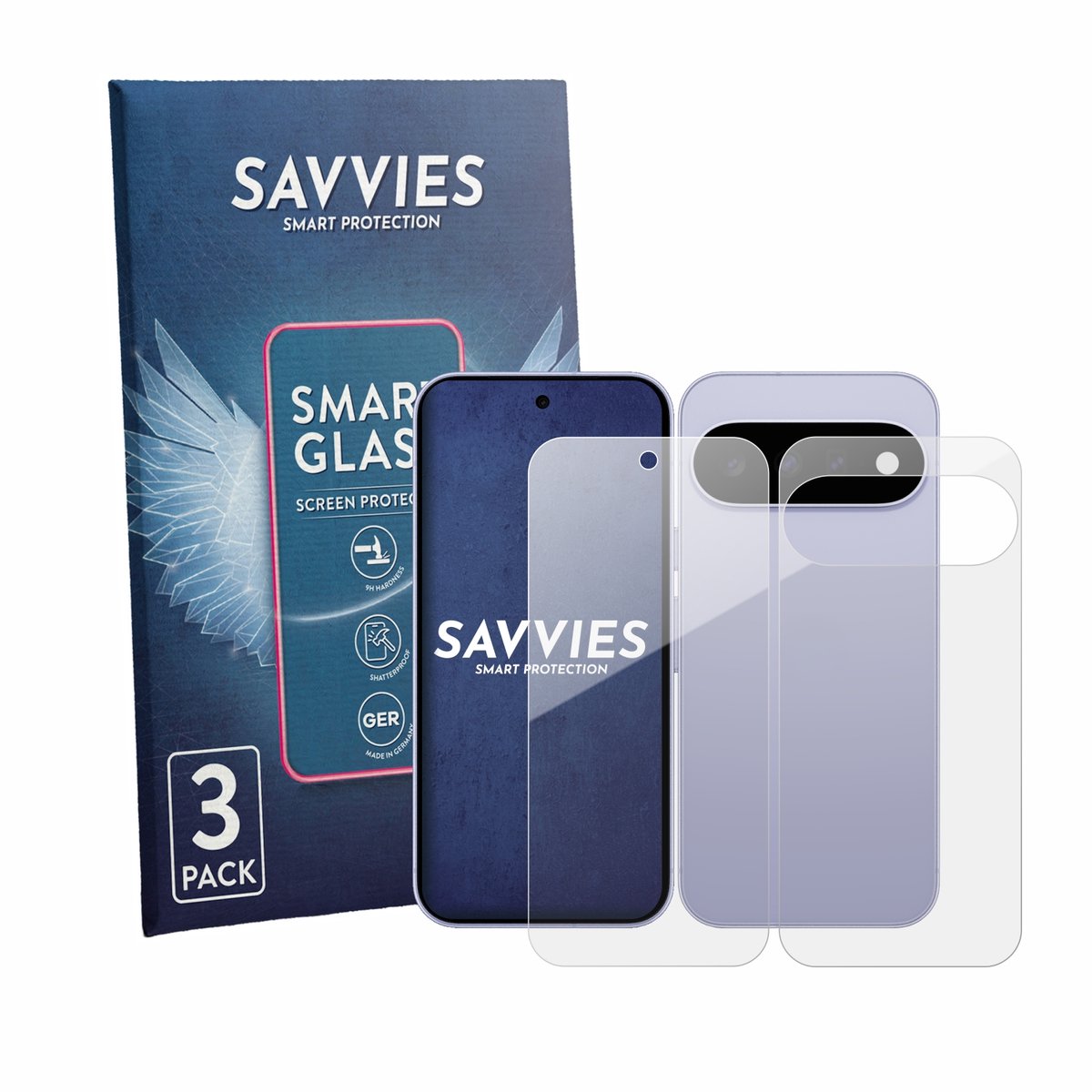 3 Stuks Savvies Screenprotector - geschikt voor Google Pixel 11 (Voor+Achter) - beschermfolie glas transparant
