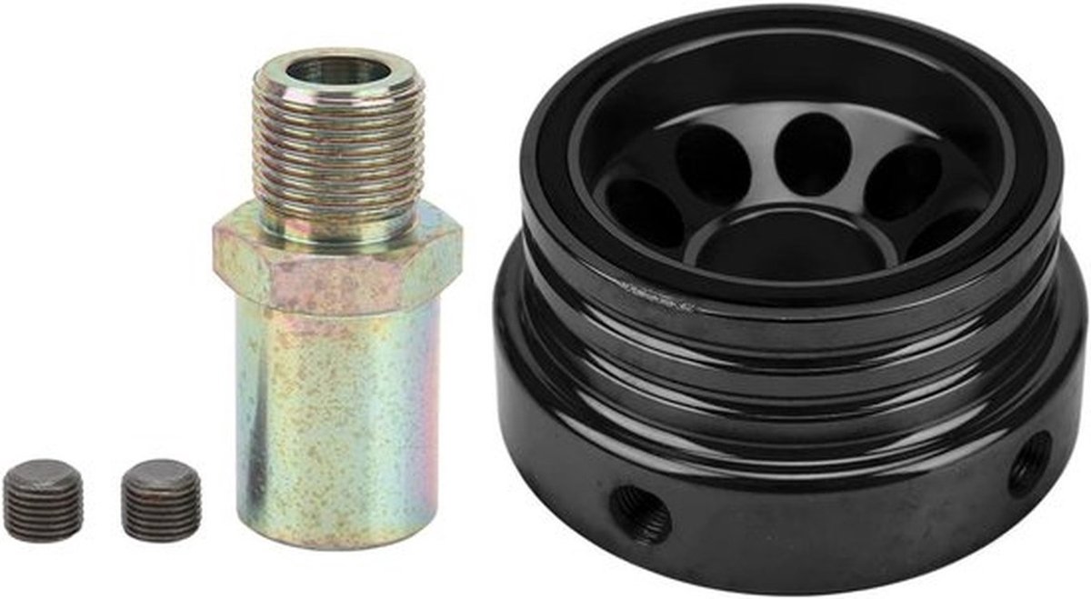 - Olie-platenadapter - Corrosiebestendige oliefilterplaat - Aluminiumlegering - Compatibel voor 2012-2019 - Zwart.
