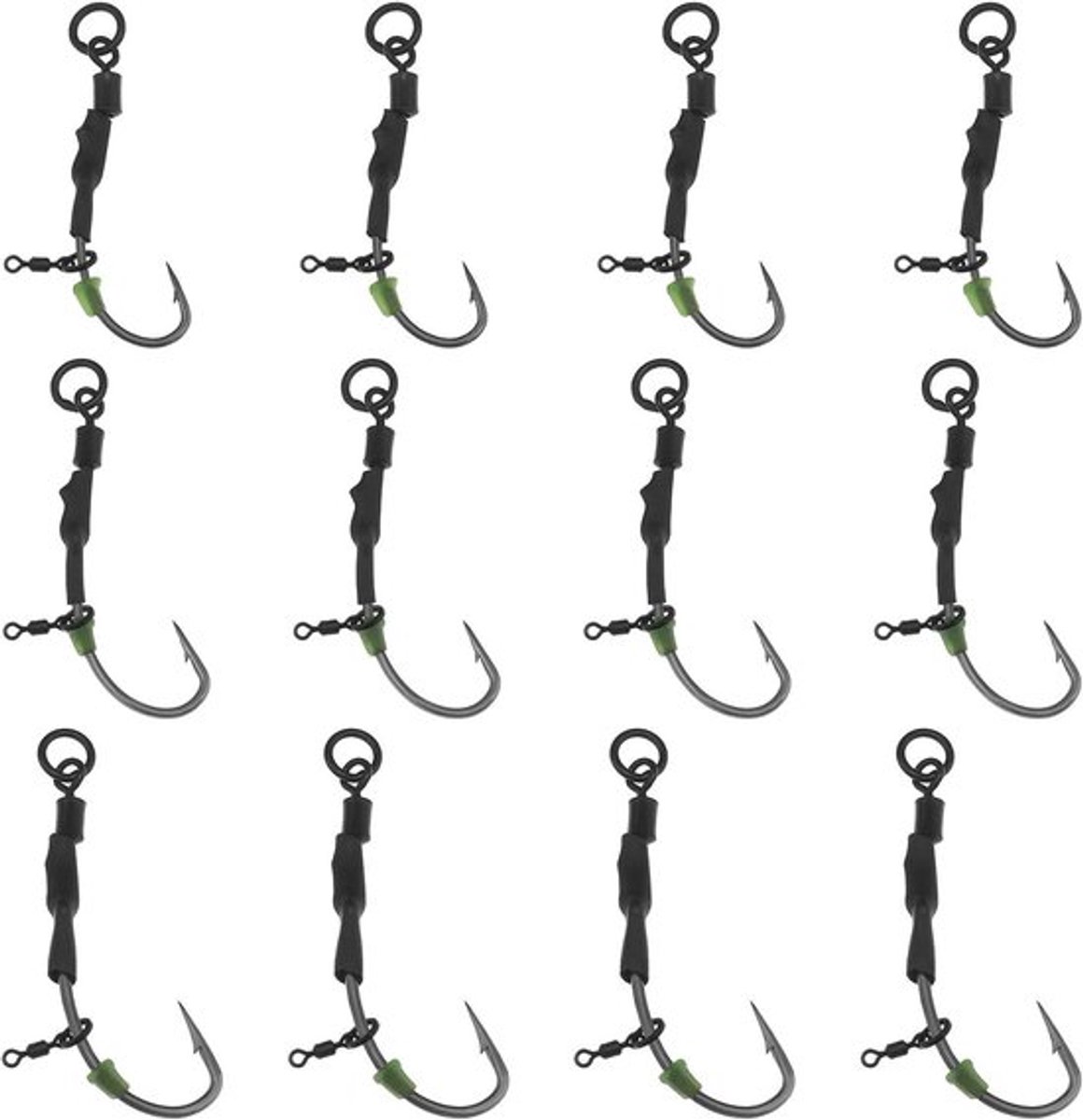 Vishaak - Karper - Anti Bodem - 12Pcs Attachment Swivel Stijl - Koolstofstaal - Barb - Geschikt voor Karper - Karper Vishaak Ronnie Vishaak