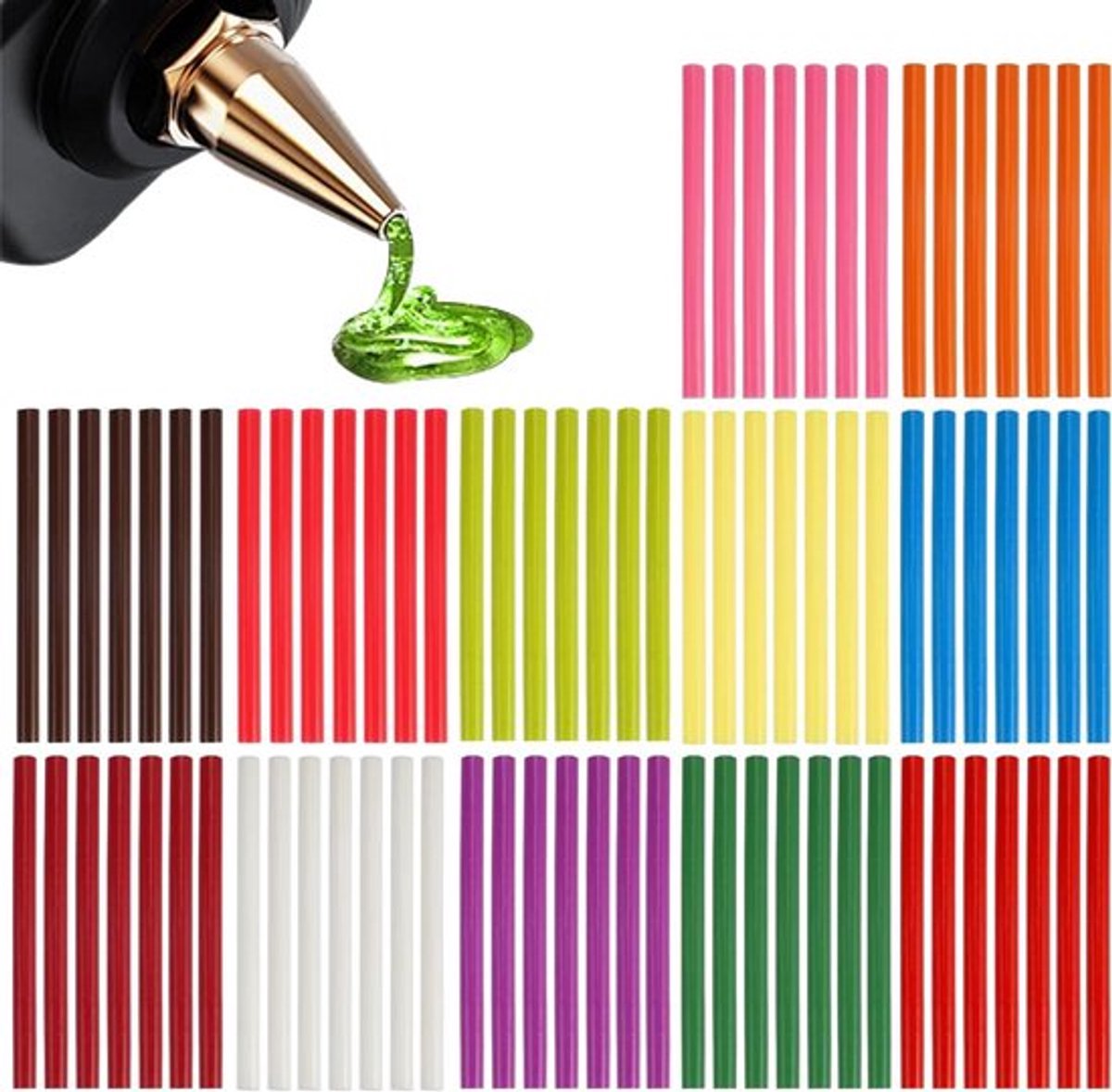 84 stuks gekleurde lijmpatronen 7 mm x 100 mm - 14 kleuren voor doe-het-zelf kunsthandwerk - snelle reparatie - afdichting