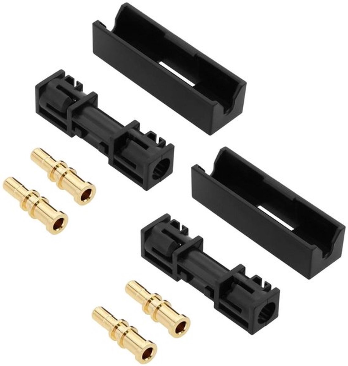 Glasvezelkabelconnectoren - BMW Mercedes Audi - 2 connector 30,6 x 9,4 mm - 4 koperen kop 14,4 x 4,2 mm - Geschikt voor auto's - Zwart metaal