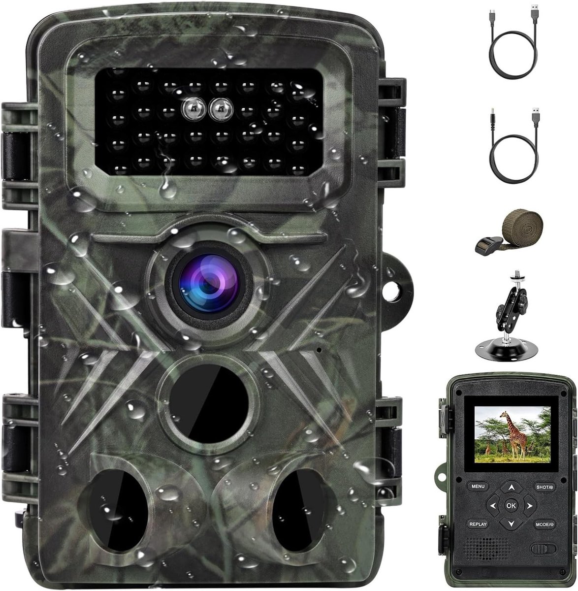 Wildcamera - Groen - IP66 Waterdicht - 2,7K Video en 48 MP Beeldkwaliteit - Voor Dierenobservatie